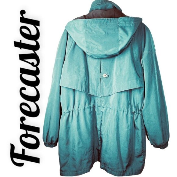 FORECASTER SPORT VTG 90s TRENCHCOAT LINER HOOD COASTAL GRANDMA BEACHY, MEDIUM - Picture 3 of 12